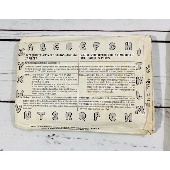 Simplicity McCalls Craft Sewing Patterns Alphabet Pillows Pet Bed Apron Necktie - Picture 4 of 7